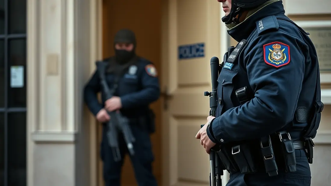 Un policier avec un ariete.