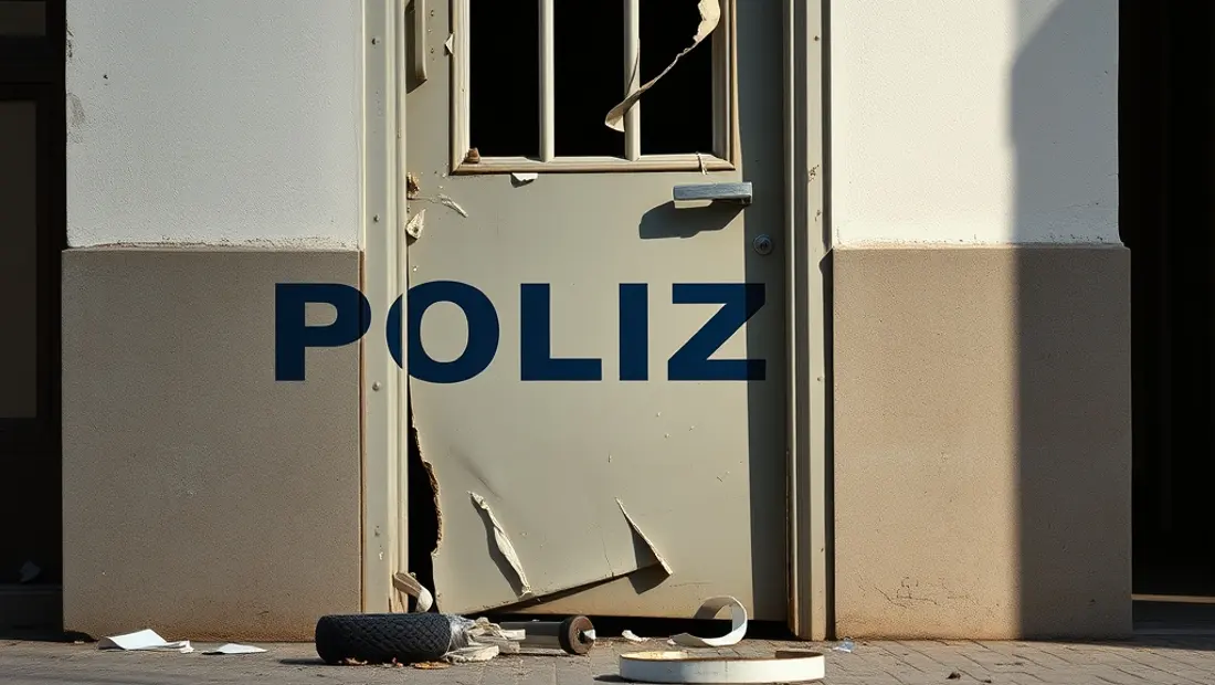 Un ariete policial endommagé.