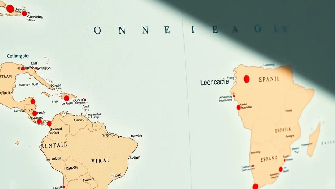 Colombie y España en el mapa del mundo.