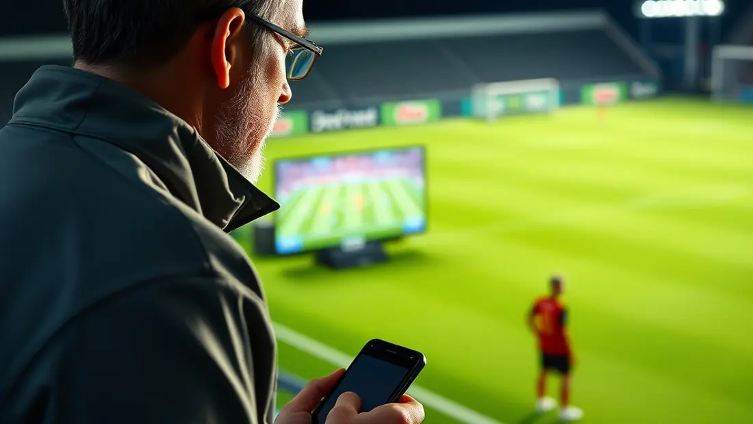 Entrenador analiza un partido en un escritorio de control
