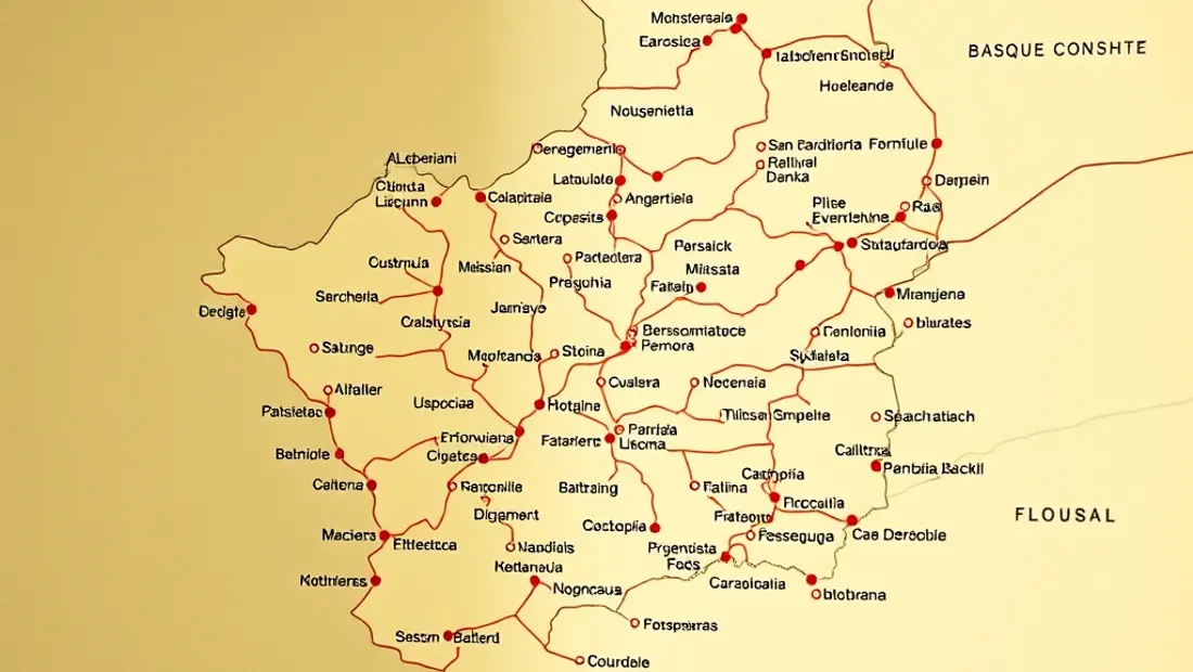 Carta de la región vasca con fechas importantes