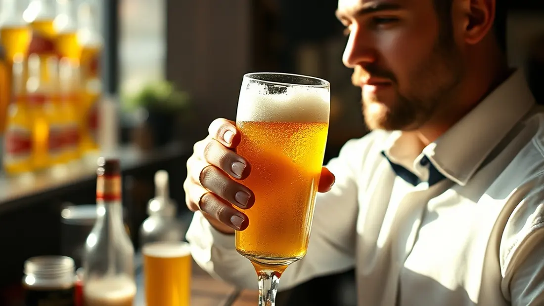 Barman sirviendo cerveza en una cervecería de Madrid